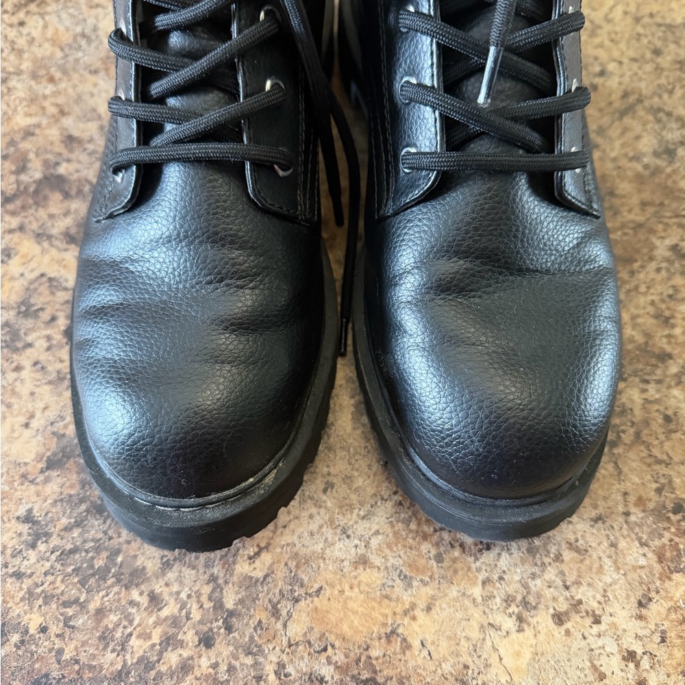 H&M Black Leather Combat Boots - Picture 3 of 6